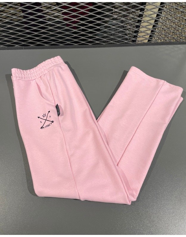 SG "1982" SWEET DREAM PINK plačios kelnės su juodu printu