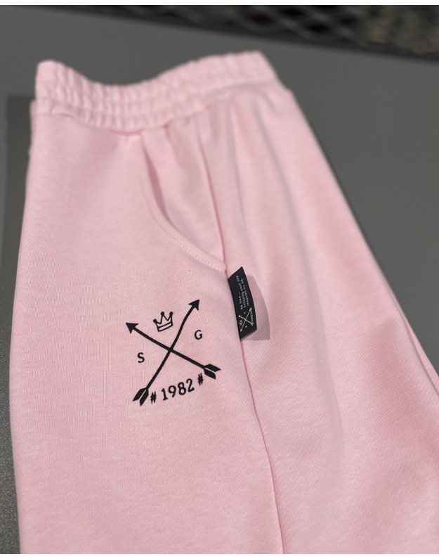 SG "1982" SWEET DREAM PINK plačios kelnės su juodu printu