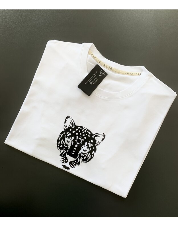 SG "1982" balti marškinėliai su juodu tigru