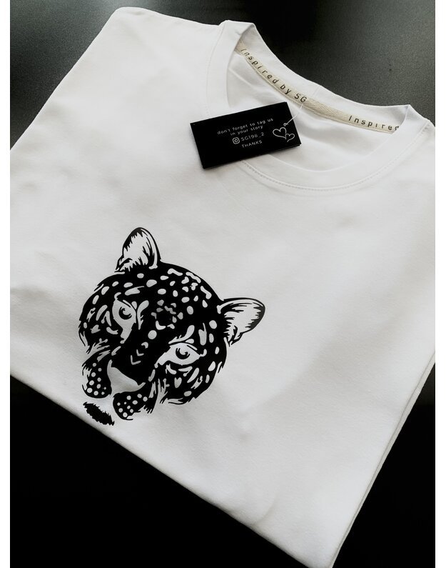 SG "1982" balti marškinėliai su juodu tigru